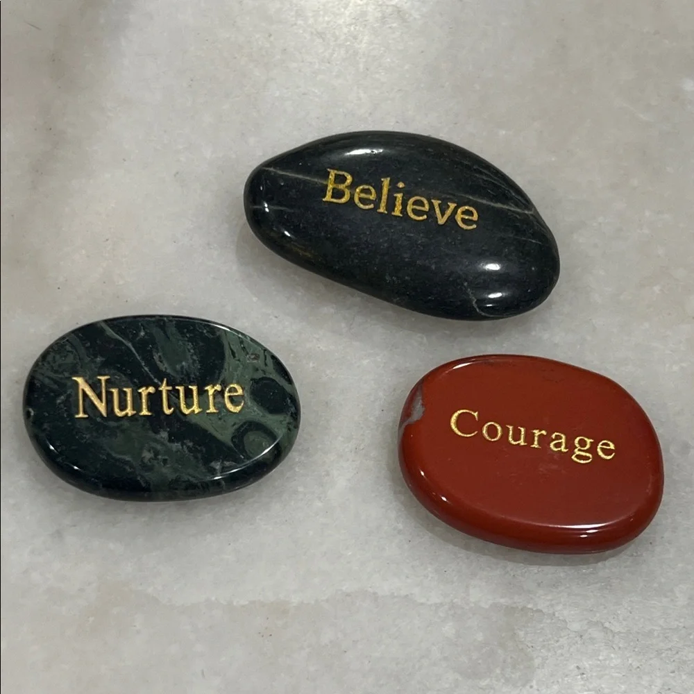 Inspirational Stone Set with Gold Lettering